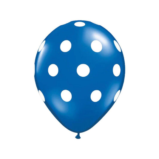Baloane Latex, Albastru Inchis cu Buline Albe, 30 cm - Set 5 Buc. - nuria.store.ro