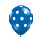 Baloane Latex, Albastru Inchis cu Buline Albe, 30 cm - Set 5 Buc. - nuria.store.ro