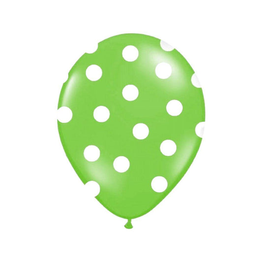 Baloane Latex, Verde cu Buline Albe, 30 cm - Set 5 Buc. - nuria.store.ro