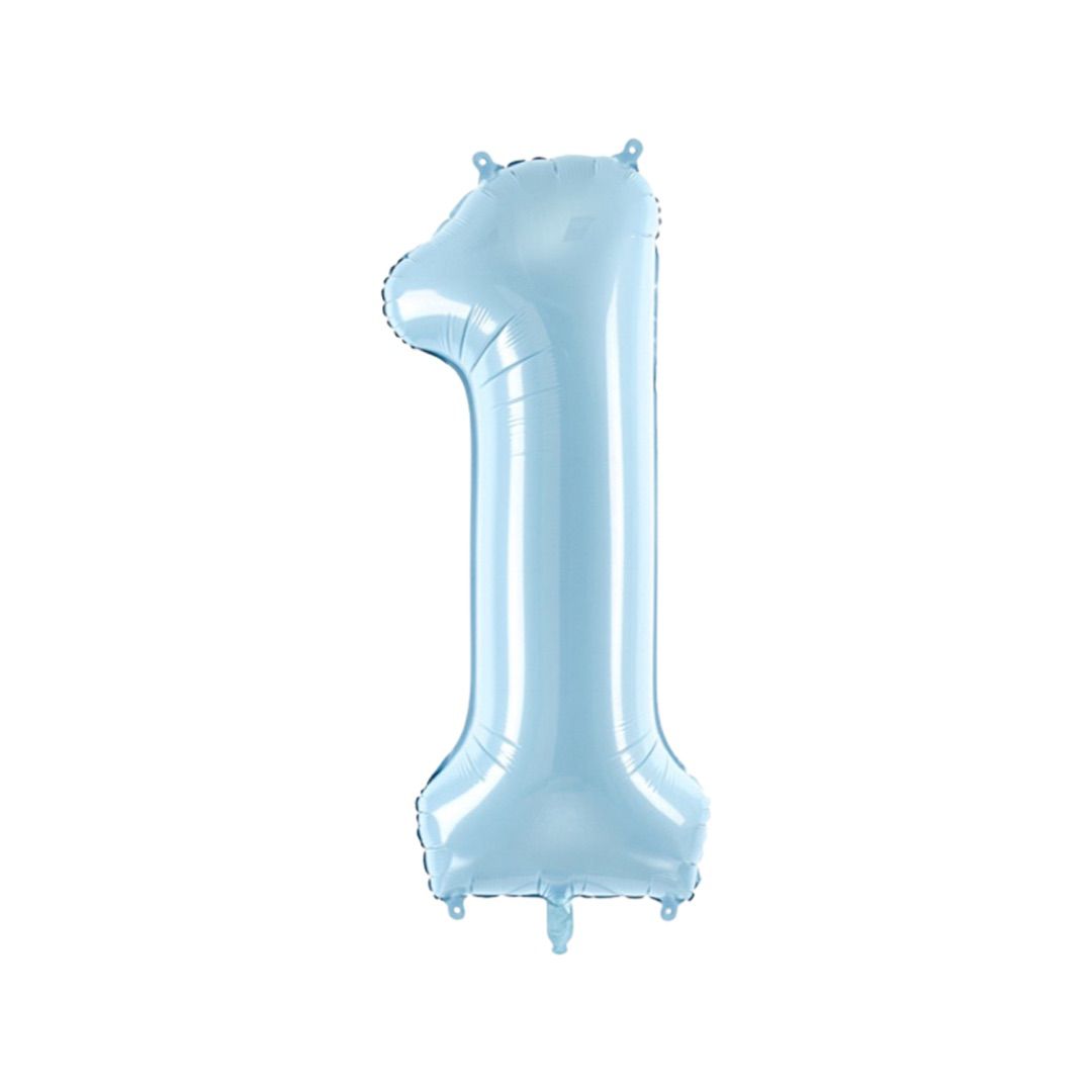 Baloane Folie Albastru Pastel, Cifra 1 - 86 cm