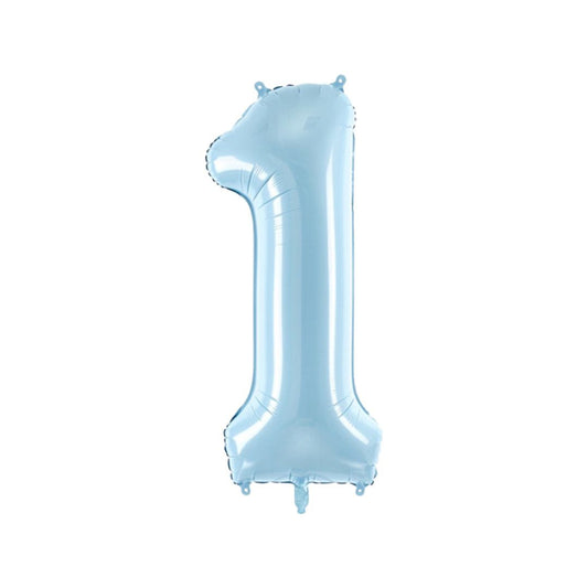 Baloane Folie Albastru Pastel, Cifra 1 - 86 cm