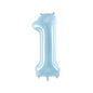 Baloane Folie Albastru Pastel, Cifra 1 - 86 cm