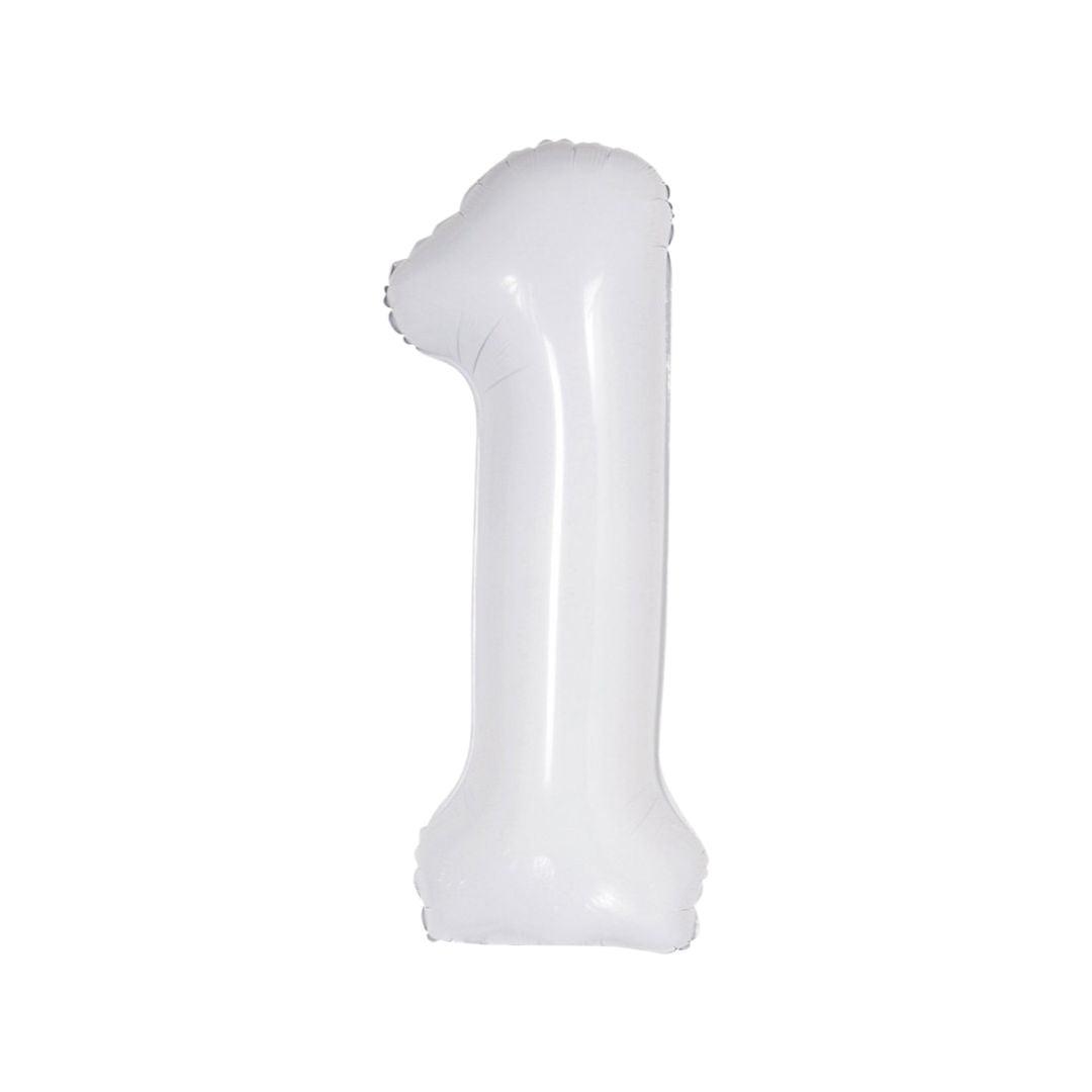 Baloane Folie Alb Cifra 1 - 100 cm (40 inch) - nuria.store.ro