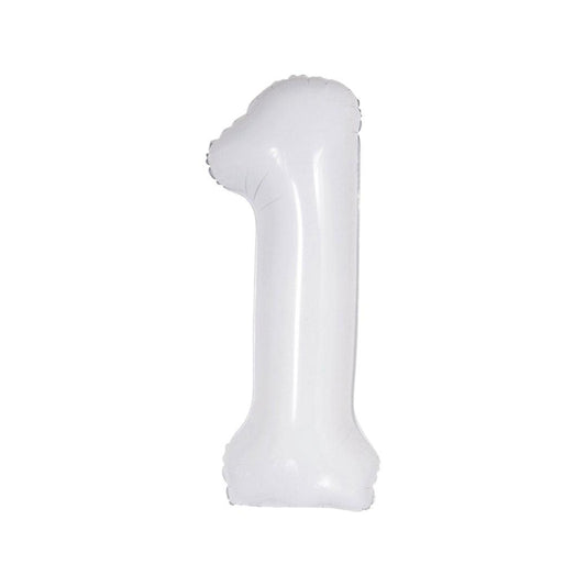 Baloane Folie Alb Cifra 1 - 100 cm (40 inch) - nuria.store.ro