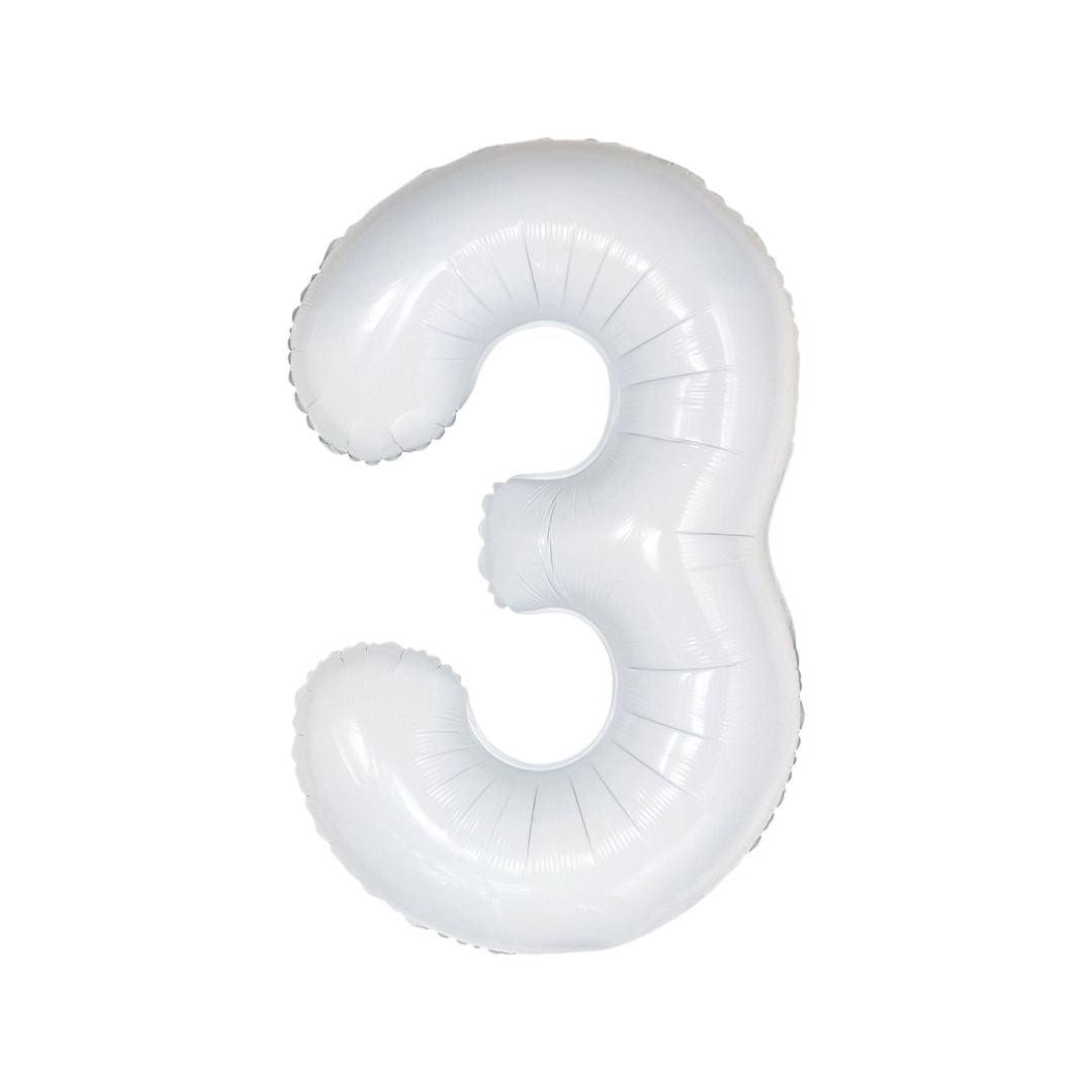 Baloane Folie Alb Cifra 3 - 100 cm (40 inch) - nuria.store.ro
