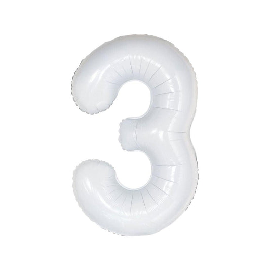 Baloane Folie Alb Cifra 3 - 100 cm (40 inch) - nuria.store.ro