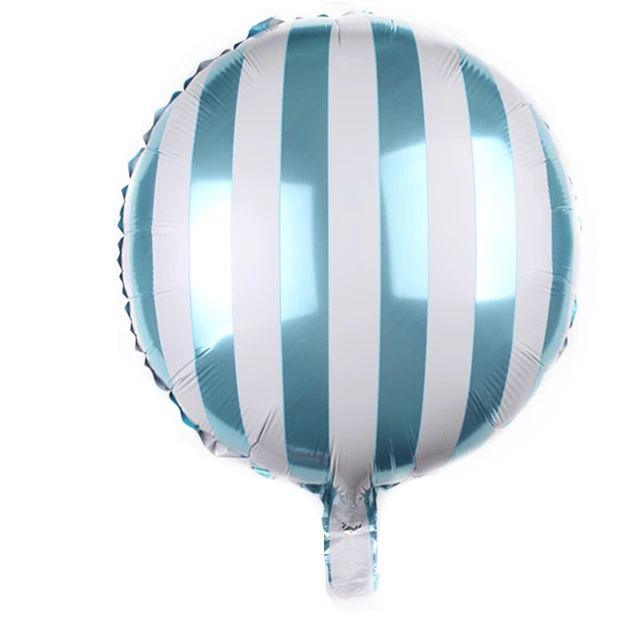 Balon Folie Rotund cu Dungi Bleu, 45 cm - nuria.store.ro