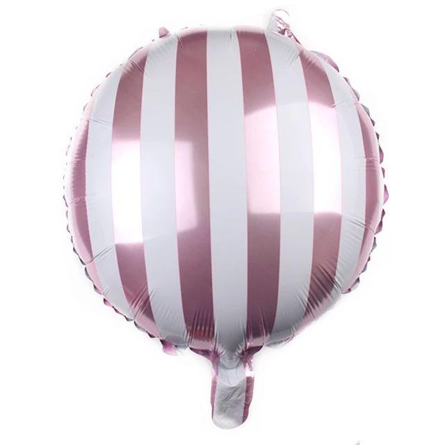 Balon Folie Rotund cu Dungi Roz Pastel, 45 cm - nuria.store.ro