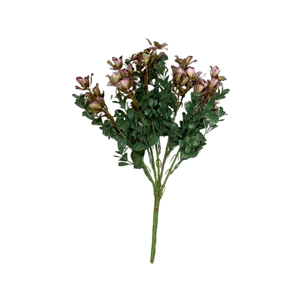 Buchet 5 Fire Plante Suculente cu Floricele Mov, Artificiale, 38 cm - nuria.store.ro