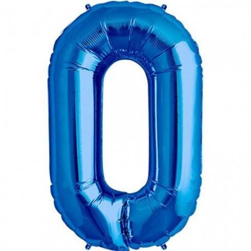 Balon Folie Albastru Cifra 0 - 100 cm - nuria.store.ro