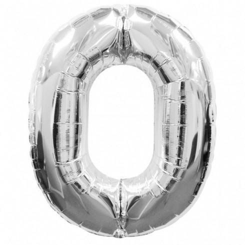 Baloane Folie Argintiu Cifra 0 - 100cm - nuria.store.ro