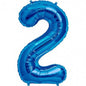 Balon Folie Albastru Cifra 2 - 100 cm - nuria.store.ro