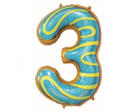 Baloane Folie Donuts Cifra 3 - 100cm - nuria.store.ro