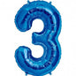 Balon Folie Albastru Cifra 3 - 100 cm - nuria.store.ro