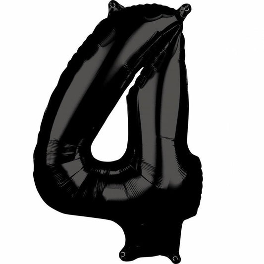 Baloane Folie Negru Cifra 4 - 100cm - nuria.store.ro