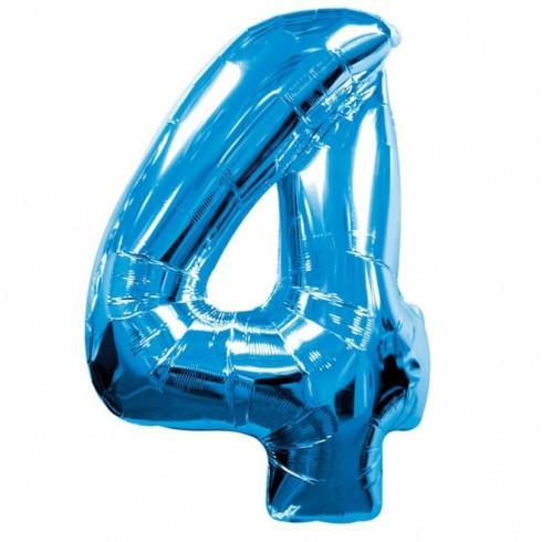 Balon Folie Albastru Cifra 4 - 100 cm - nuria.store.ro