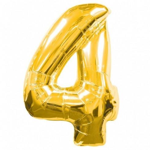Baloane Folie Auriu Cifra 4 - 100cm - nuria.store.ro