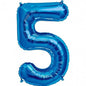 Balon Folie Albastru Cifra 5 - 100 cm - nuria.store.ro