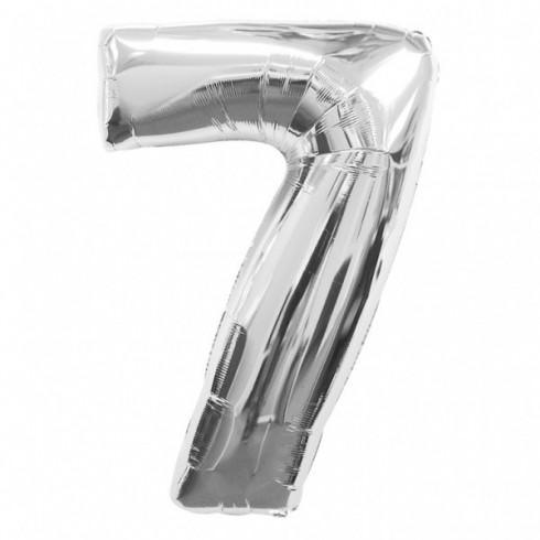 Balon Folie Argintiu Cifra 7 - 15cm - nuria.store.ro