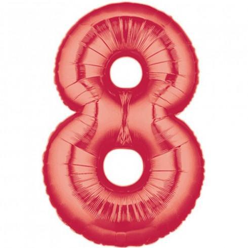 Baloane Folie Rosu Cifra 8 - 100cm - nuria.store.ro