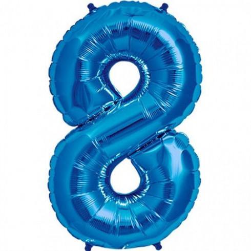 Balon Folie Albastru Cifra 8 - 100 cm - nuria.store.ro
