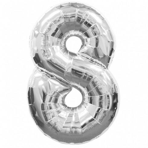 Balon Folie Argintiu Cifra 8 - 15cm - nuria.store.ro