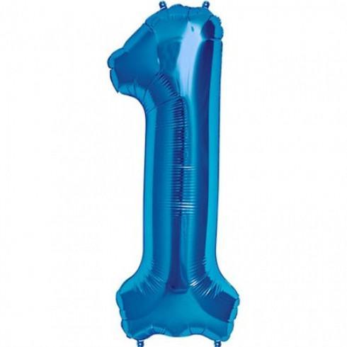 Balon Folie Albastru Cifra 1 - 100 cm - nuria.store.ro