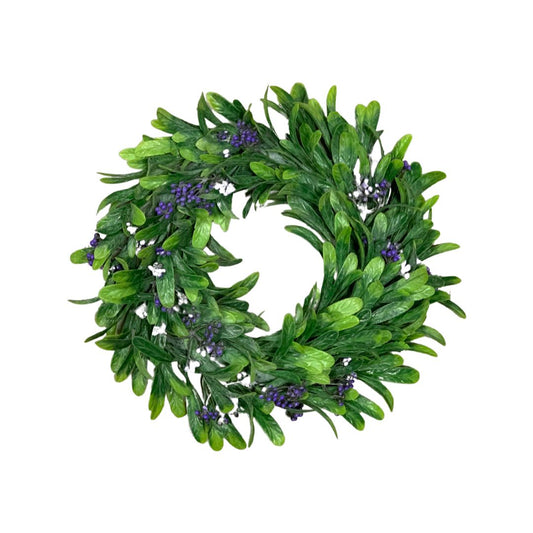 Corinta din Verdeata Artificiala si Bobite Mov, Diametru 30 cm - nuria.store.ro