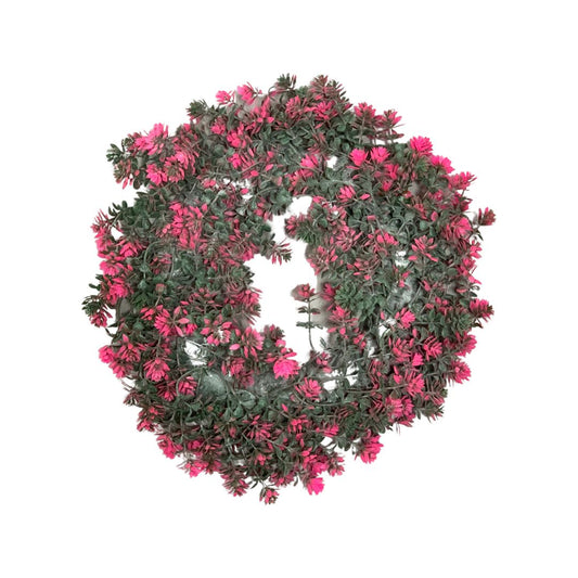 Corinta din Verdeata Artificiala cu Varfuri Roz, Diametru 30 cm - nuria.store.ro