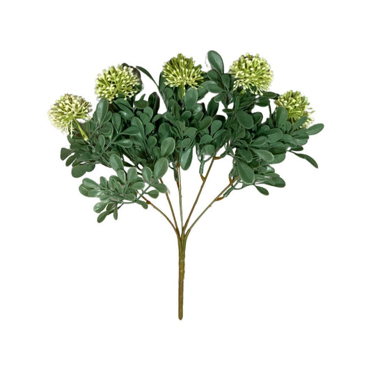 Buchet 5 Plante Artificiale Suculente, Alb cu Verde, 29 cm - nuria.store.ro
