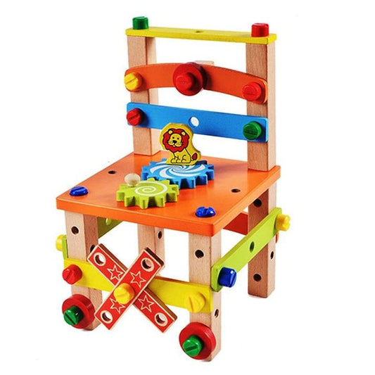 Joc de Constructii din Lemn, Scaunul Tamplarului - 29,5 x 20 x 20 cm - nuria.store.ro