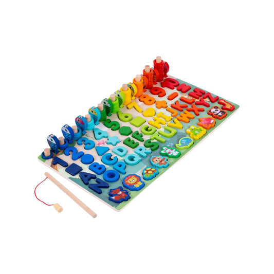 Joc Educativ din Lemn, tip Montessori cu Sortator Aritmetic si 6 Activitati - nuria.store.ro