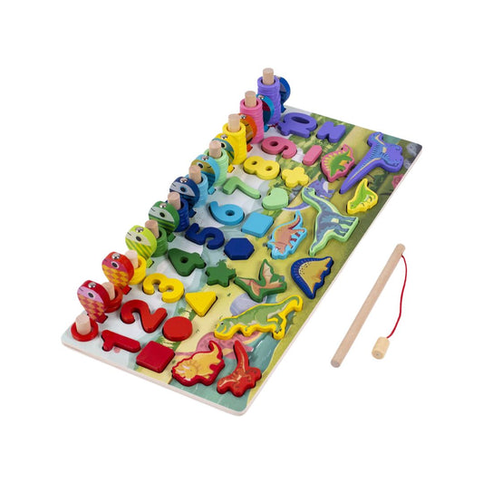 Joc Educativ din Lemn tip Montessori cu Sortator Aritmetic, 4 Activitati - nuria.store.ro