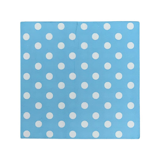 Set 20 Servetele Hartie, Albastru cu Buline Albe, 33 x 33 cm - nuria.store.ro