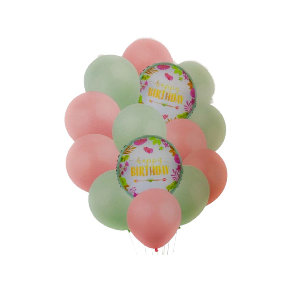 Set 14 Baloane "Happy Birthday", Culori Pastel - nuria.store.ro