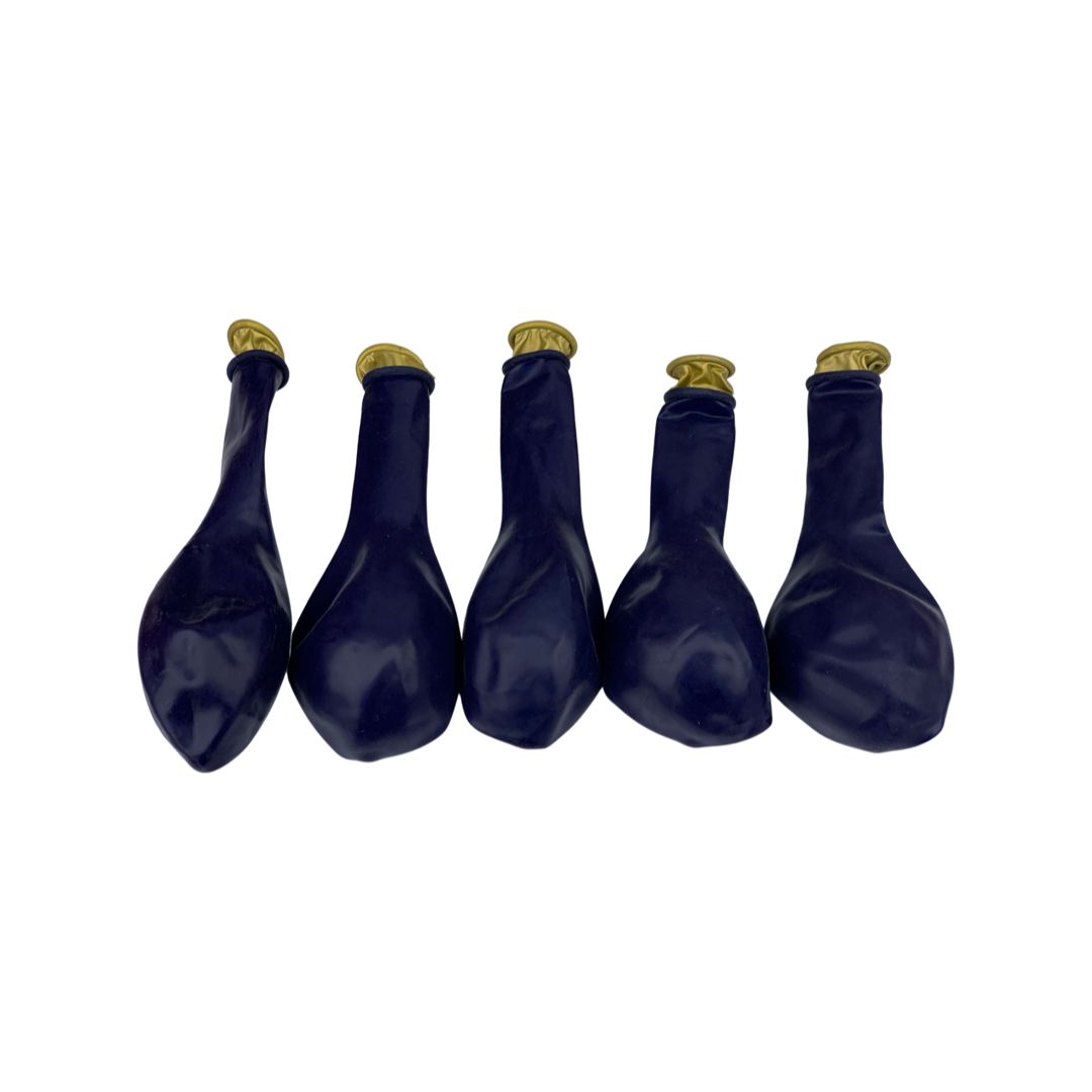 Balon Latex dublu 2 in 1, Albastru Inchis cu Auriu Cromat, cod 404, 25 cm - Set 20 bucati - nuria.store.ro