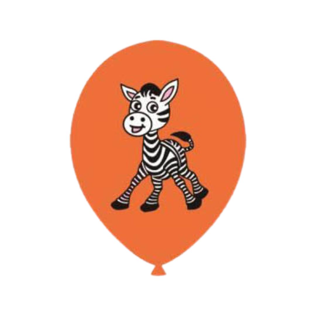 Baloane Latex Multicolor Imprimat cu Zebra, 30 cm - Set 20 Buc.
