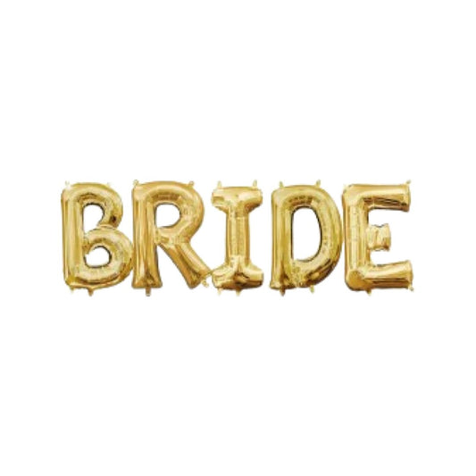Set 5 Baloane Folie Litere BRIDE, Auriu - 82 cm