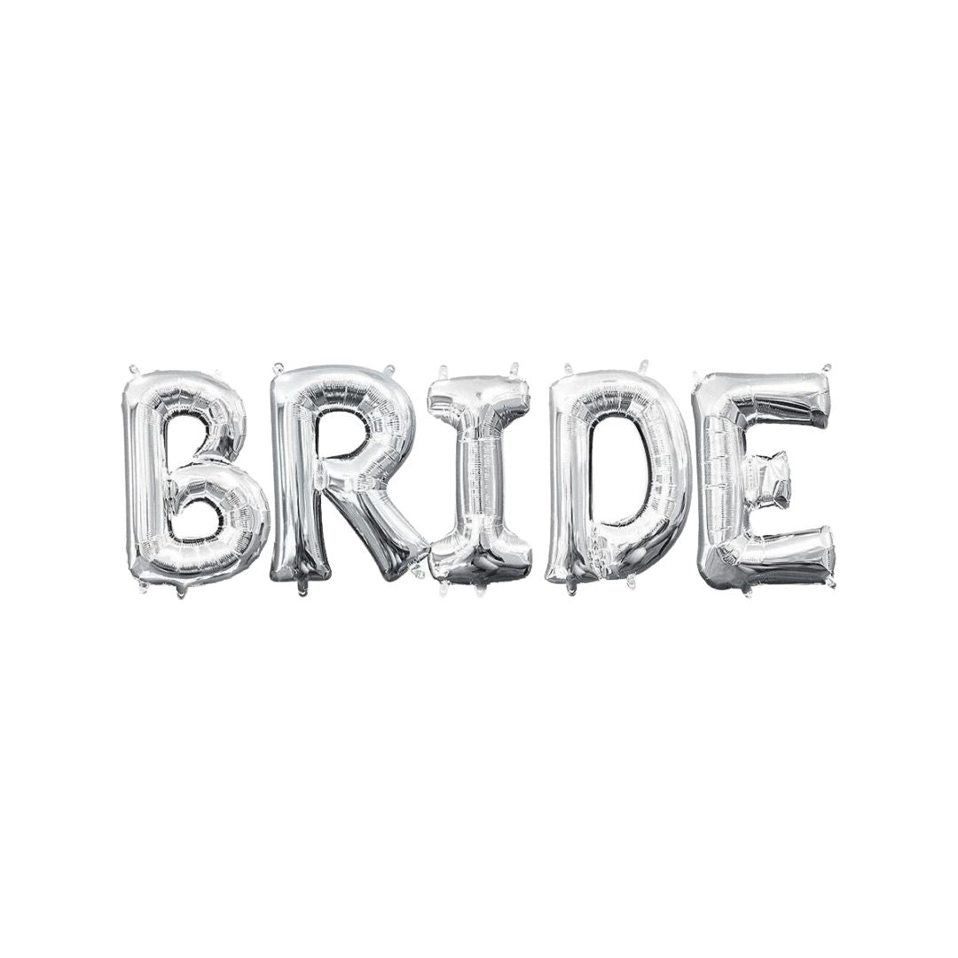 Set 5 Baloane Folie Litere BRIDE, Argintiu - 82 cm