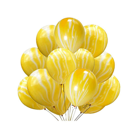 Baloane Latex Marmorat Alb cu Galben, cod 345, 35 cm - Set 5 bucati - nuria.store.ro