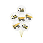 Baloane Latex Alb Imprimat cu Camion si Excavator, 30 cm - Set 6 bucati - nuria.store.ro