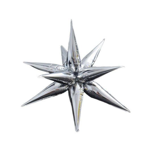 Balon Folie Stea 3D, Argintiu - 60 cm - nuria.store.ro