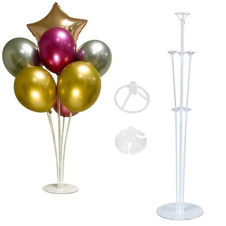 Suport pentru Baloane, din Plastic Transparent cu 7 Bețe - nuria.store.ro