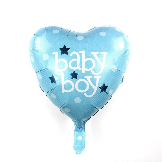 Balon Folie, Forma Inima cu Text "Baby Boy", Albastru - 45 cm - nuria.store.ro