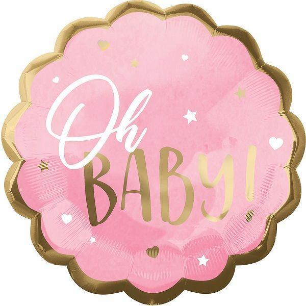 Balon Folie rotund cu Text "Oh, Baby" - nuria.store.ro