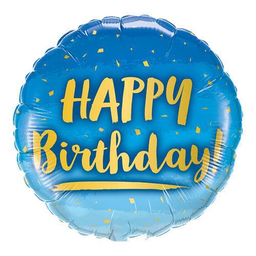 Balon Folie Rotund "Happy Birthday", Blue - nuria.store.ro
