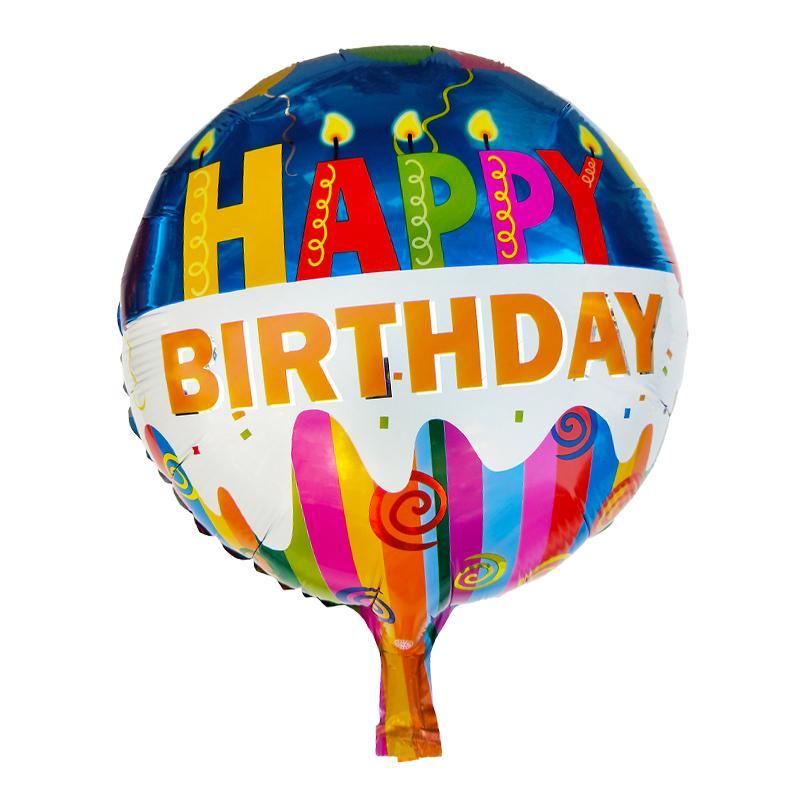 Balon Folie Rotund "Happy Birthday" cu Desen Lumanari - nuria.store.ro