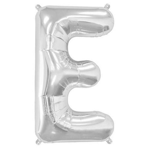 Balon Folie, Litera E, Argintiu - 15 cm - nuria.store.ro