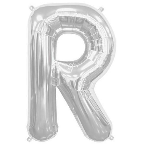Balon Folie, Litera R, Argintiu - 15 cm - nuria.store.ro