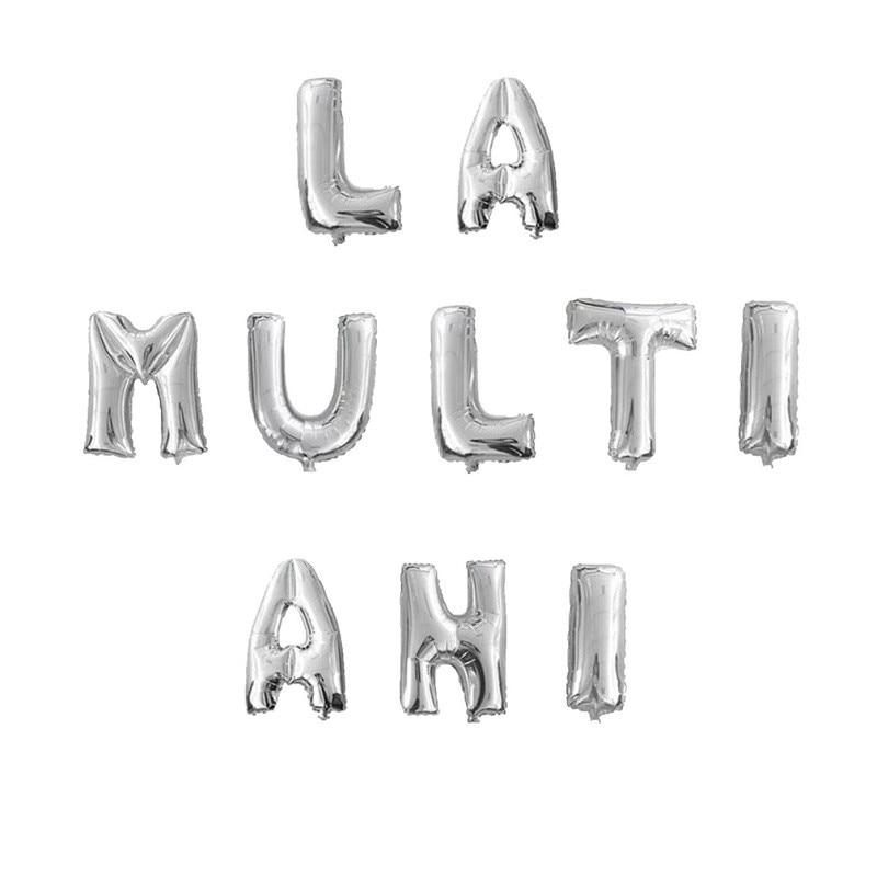 Balon Folie, set "La Multi Ani", Argintiu - 40 cm - nuria.store.ro